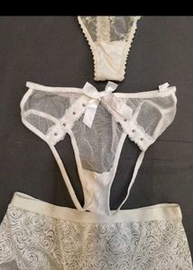 Sheer Lace Thong &amp; Brief Set