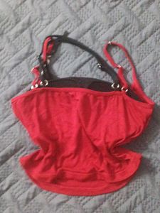 Red Graphic Print grungey pinterest crop Top