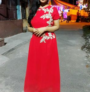 Stunning Red Embroidered Gown