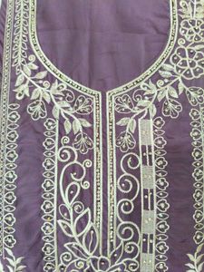 Lavender Embroidered Dress Material