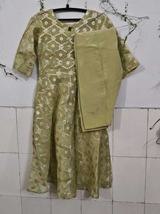 Elegant Green umbrella kurti with salwar
