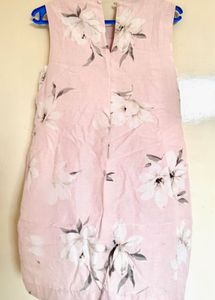 Pink Floral Sleeveless Dress