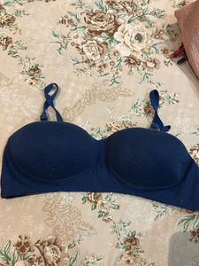 Navy Blue Padded Strapless Bra- 38 B