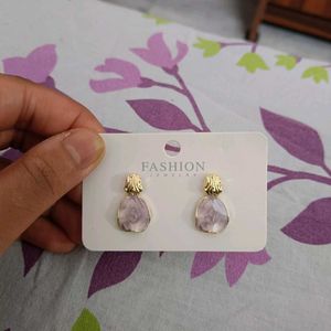 Elegant Purple Stone Drop Earrings