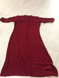Maroon Button-Down Kurta