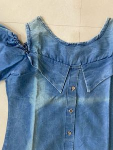 Denim Cold Shoulder Top