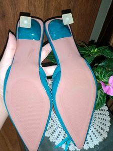 Stunning Teal Embellished Mules