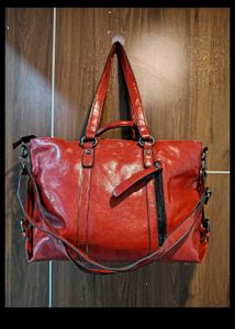 Chic Red Faux Leather Tote Bag
