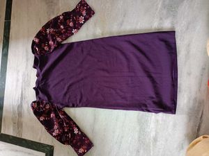 Purple Puff Sleeve Floral Dress