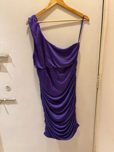 Striking Purple One-Shoulder Ruched Dress