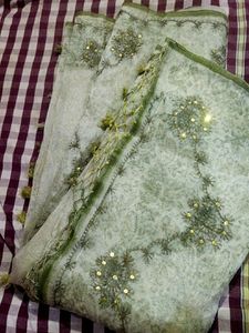 Organza Clothe Saree With Thread And Sequence Work