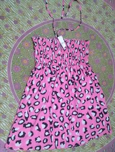 Cute Pink Leopard Print Smocked Dress