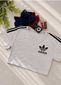 Vintage Adidas Grey V-Neck Tee