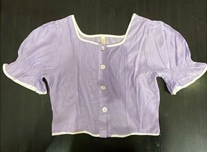 Cute Lavender Puff Sleeve Blouse