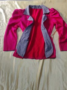 Stylish Grey and rose Casual woolen Blazer