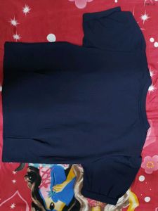Navy Blue Top with Bow Accent