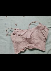 Mauve Smocked Bustier Crop Top