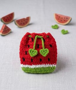Cute Watermelon Crocheted Pouch
