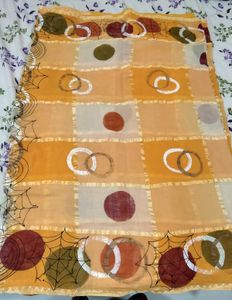 Vibrant Yellow Saree with Unique Print
