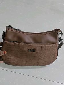 Stylish Brown Croc Embossed Hobo Bag