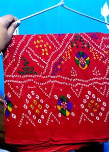 Red Bandhani Saree - Traditional Style