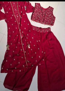 Maroon Ethnic Dress with Jacket