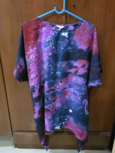 Galaxy Print Asymmetrical Top