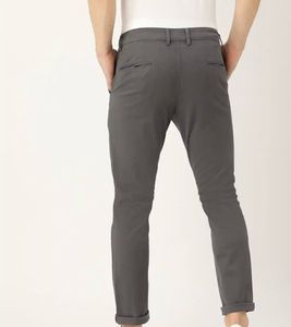 Solid Grey Casual Chinos