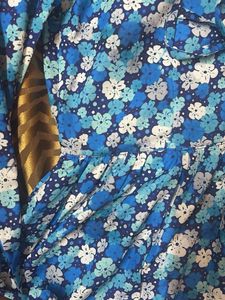Blue Floral Print Western Dress