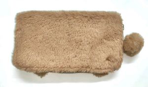 Fuzzy Brown Sleeping Face Pouch