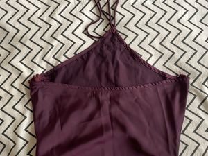 Wine Halter Neck Dress