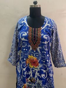 Vibrant Blue Floral Print Kurta