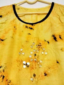 Yellow Tie-Dye Kurta with Sequins✨