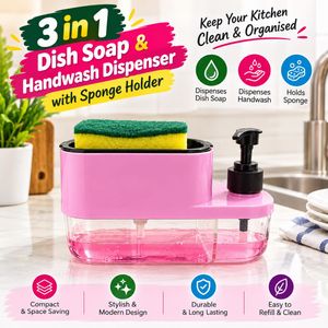 3-in-1 Dish Soap Dispenser with Sponge Holder