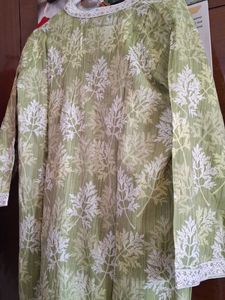 Stylish Green Leaf Print Kurta