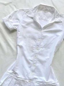 y2k Pleated White Tiered Shirt Dress
