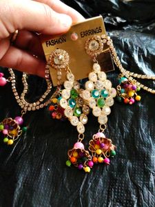 Earrings with Hair Chain