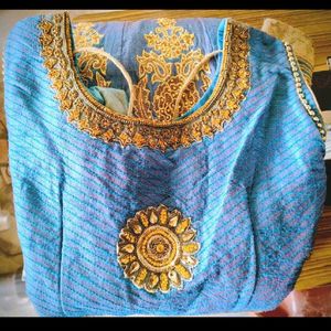Stunning Blue &amp; Gold Embroidered Lehenga Choli