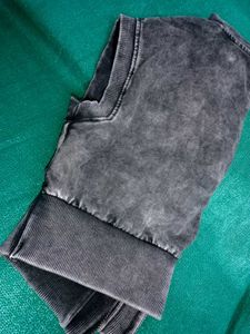 Gray Washed Cropped Zip-Up Hoodie