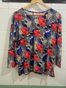 Vibrant Floral Print Long Sleeve Top