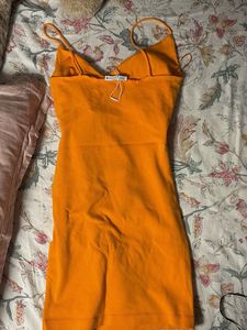Chic Orange Bodycon Mini Dress