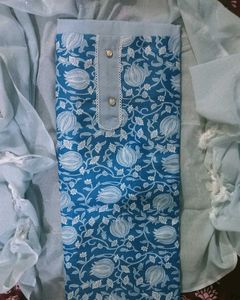 Blue Floral Print Kurta n salwar with Dupatta