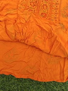 Orange Embroidered Ethnic Tunic Top short