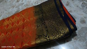 Elegant Orange &amp; Gold Silk Saree