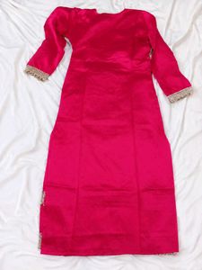 Vibrant Pink mirror work festive Kurta Set
