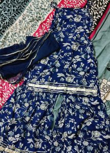 Blue Pure Cotton Dupatta Set