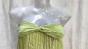 Lime Green Pleated Strapless Top