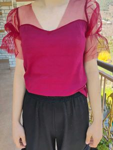 Red Ruffle Sleeve Top