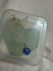 Gold Chain Necklace with Blue Moon Pendant