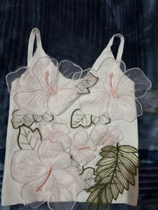 Floral Embroidered Crop Top, fits S &amp; M
